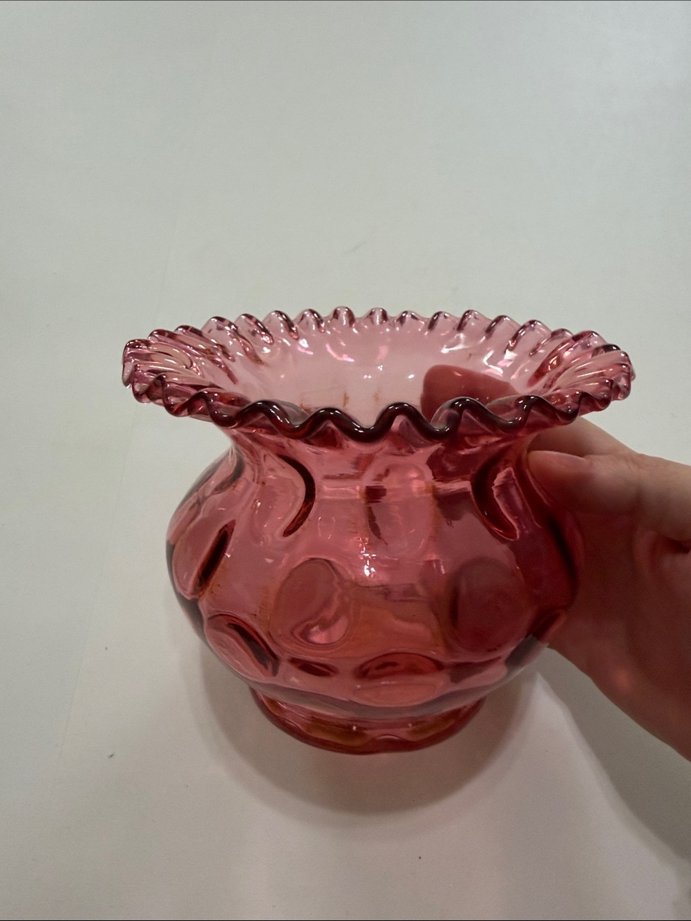 Pink Ruffled Glass Vase - Elegant Home Accent